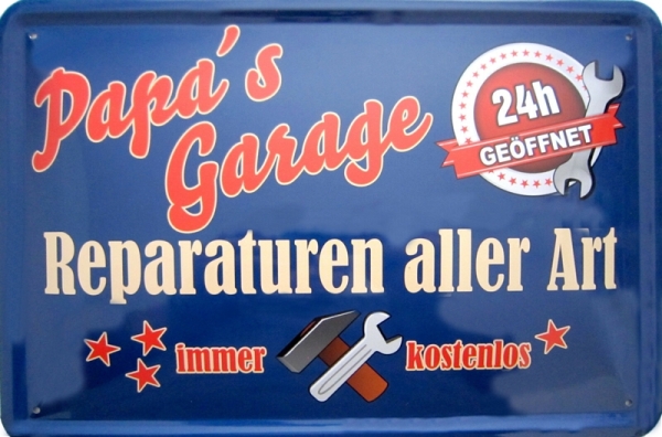 Blechschild - Papas Garage - BS204 (227) Blechschild - Papas Garage - BS204 (227)
