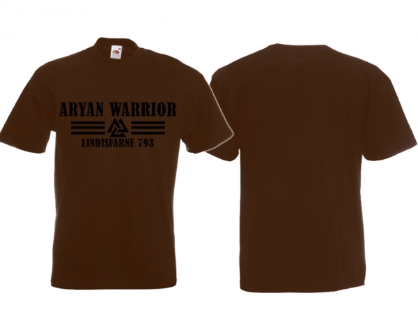 T-Hemd - Aryan Warrior - Lindisfarne 793 - Logo - braun T-Hemd - Aryan Warrior - Lindisfarne 793 - Logo - braun