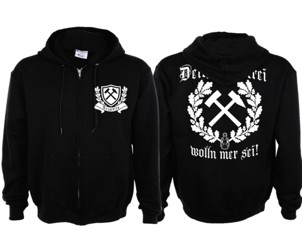 Frauen Kapuzenjacke - Arzgebirg - Deitsch und Frei wolln mer sei! - Erzgebirge - Motiv 1 Frauen Kapuzenjacke - Arzgebirg - Deitsch und Frei wolln mer sei! - Erzgebirge - Motiv 1