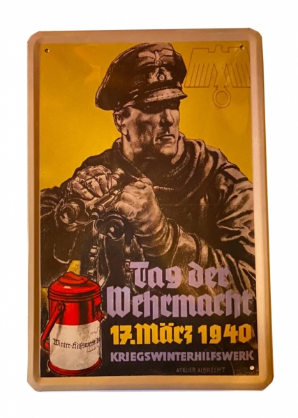 Blechschild - Tag der Wehrmacht 1940 - Kriegswinterhilfswerk - D144 (14) Blechschild - Tag der Wehrmacht 1940 - Kriegswinterhilfswerk - D144 (14)