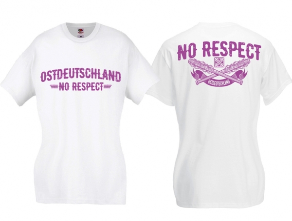 Frauen T-Shirt - Ostdeutschland - No Respect - weiß/lila - Motiv 1 Frauen T-Shirt - Ostdeutschland - No Respect - weiß/lila - Motiv 1