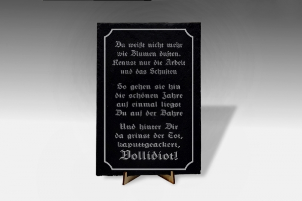 Schieferplatte - Arbeiter Lebenslauf - XXL Format Schieferplatte - Arbeiter Lebenslauf - XXL Format