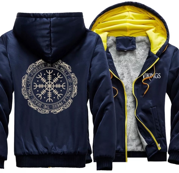 Trainingsjacke - Vegvisir - gefüttert - dunkelblau/gelb