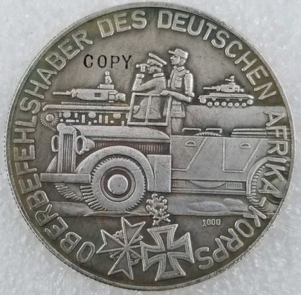 Medallie - Erwin Rommel - Wüstenfuchs - silbern - Sammleranfertigung