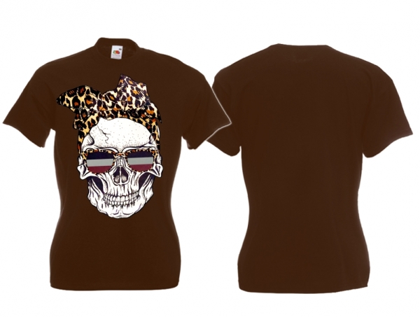 Frauen T-Shirt - Leoparden Schädel - braun Frauen T-Shirt - Leoparden Schädel - braun
