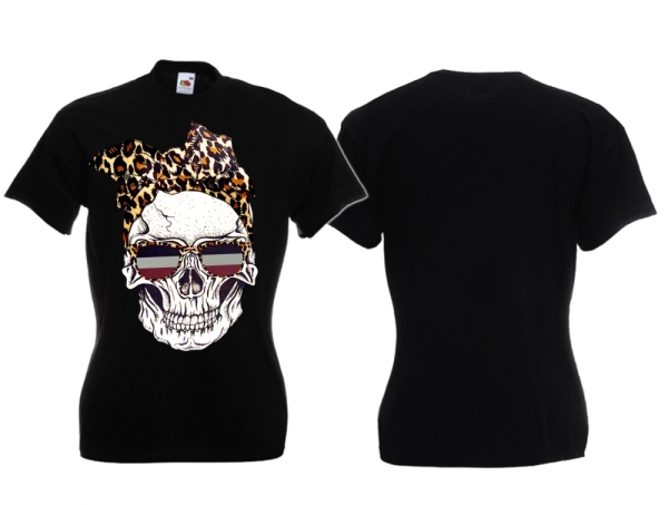 Frauen T-Shirt - Leoparden Schädel - schwarz Frauen T-Shirt - Leoparden Schädel - schwarz
