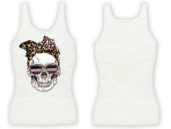 Frauen Top - Leoparden Schädel - weiß Frauen Top - Leoparden Schädel - weiß