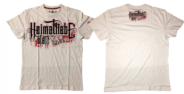 Premium Shirt - Heimatliebe statt New World Order - Motiv 3 - weiß Premium Shirt - Heimatliebe statt New World Order - Motiv 3 - weiß