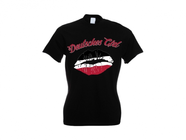 Frauen T-Shirt - Knutschmund - Deutsches Girl - schwarz Frauen T-Shirt - Knutschmund - Deutsches Girl - schwarz