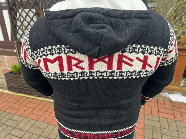 Runenstrickjacke Winter - Germania - schwarz-weiß-rot