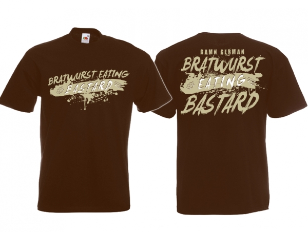 Frauen T-Shirt - Bratwurst eating Bastard - braun/beige Frauen T-Shirt - Bratwurst eating Bastard - braun/beige