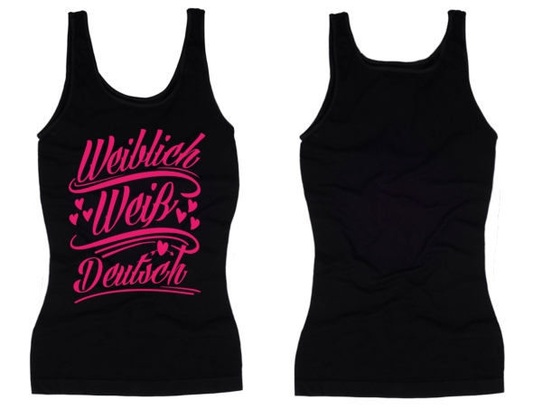 Frauen Top - weiblich/weiß/deutsch - schwarz/rosa Frauen Top - weiblich/weiß/deutsch - schwarz/rosa