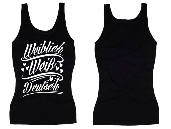 Frauen Top - weiblich/weiß/deutsch - schwarz/weiß Frauen Top - weiblich/weiß/deutsch - schwarz/weiß
