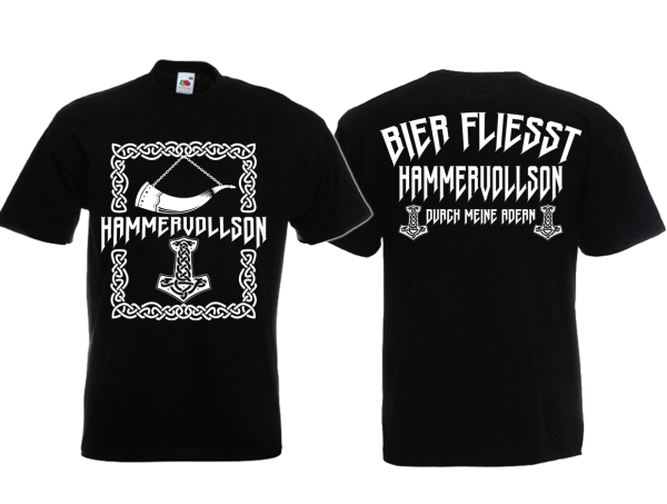 T-Hemd - Männertag - Hammervollson - Bier fliesst durch meine Adern - schwarz T-Hemd - Männertag - Hammervollson - Bier fliesst durch meine Adern - schwarz