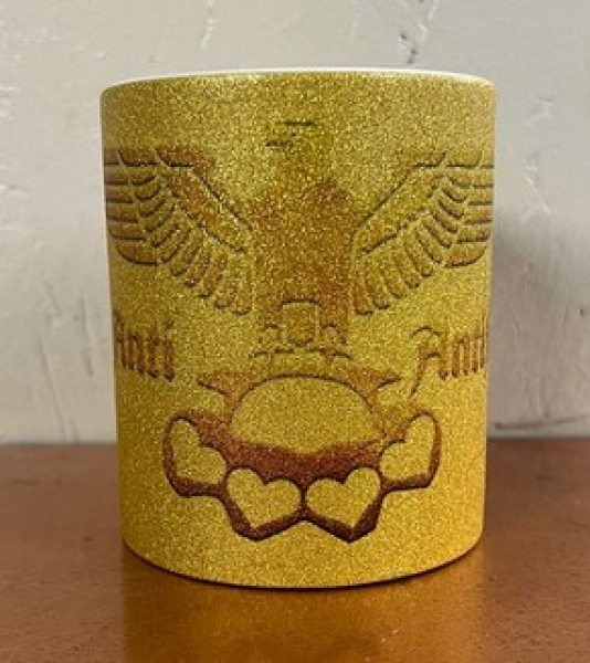 Glitzer Tasse - gold - Anti-Antifa - Reichsadler - Schlagring - gold/gold Glitzer Tasse - gold - Anti-Antifa - Reichsadler - Schlagring - gold/gold