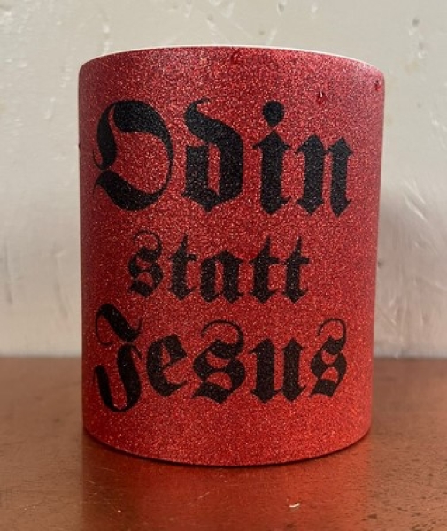 Glitzer Tasse - rot - Odin statt Jesus Glitzer Tasse - rot - Odin statt Jesus
