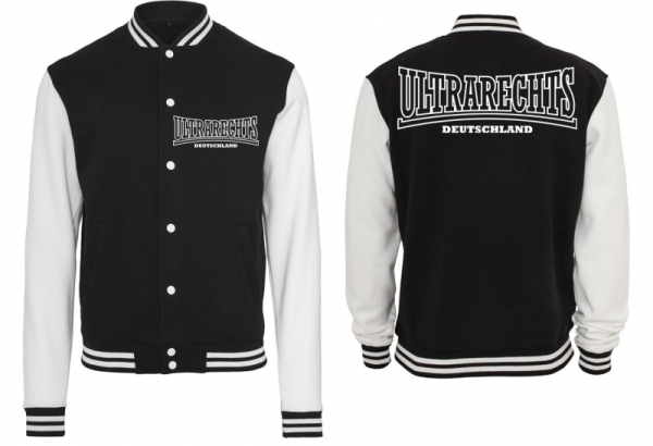 College Jacke - schwarz/weiß - Ultrarechts Deutschland - Motiv 2 College Jacke - schwarz/weiß - Ultrarechts Deutschland - Motiv 2