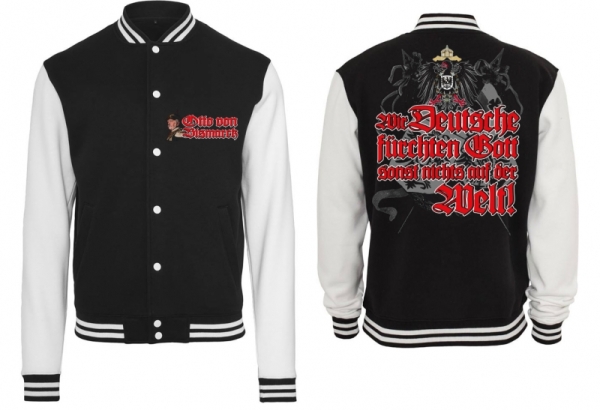 Frauen College Jacke - schwarz/weiß - Otto von Bismarck - Wir Deutsche Frauen College Jacke - schwarz/weiß - Otto von Bismarck - Wir Deutsche