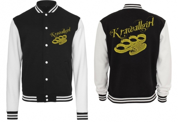 Frauen College Jacke - schwarz/weiß - Krawallgirl - gold Frauen College Jacke - schwarz/weiß - Krawallgirl - gold