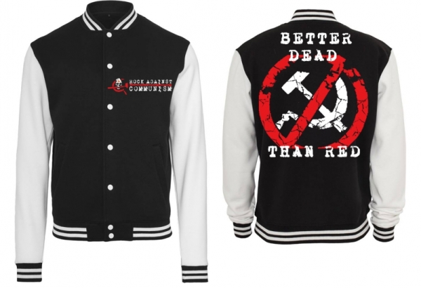 Frauen College Jacke - schwarz/weiß - RAC - better dead than red Frauen College Jacke - schwarz/weiß - RAC - better dead than red
