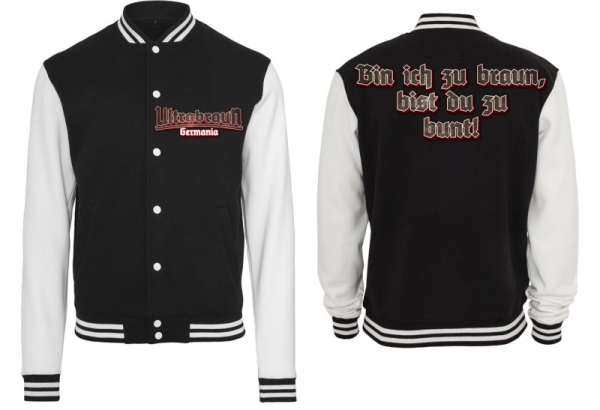 Frauen- College Jacke - schwarz/weiß - Ultrabraun Frauen- College Jacke - schwarz/weiß - Ultrabraun