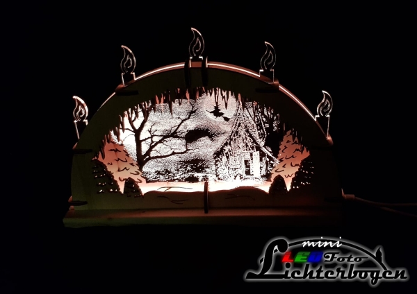 Lichterbogen LED - Foto - Hexe im Winterhäuschen - MINI