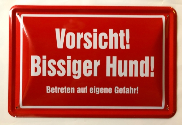 Blechschild - Vorsicht - Bissiger Hund - BS123