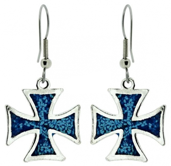 Ohrringe - Eisernes Kreuz - blau