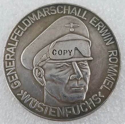 Medallie - Erwin Rommel - Wüstenfuchs - silbern - Sammleranfertigung