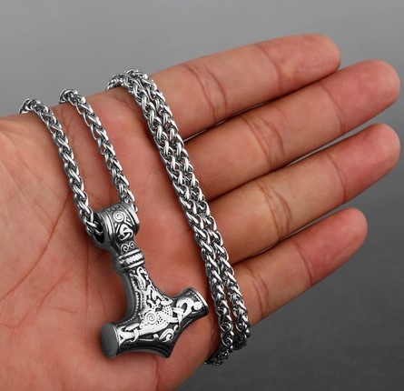 Halskette - Thors Hammer - der Mächtige - silber Optik