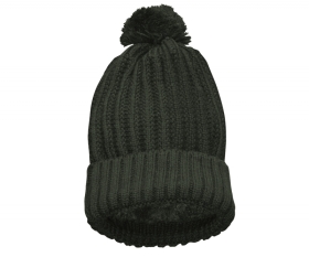 Mütze - Bommel - gefüttert - oliv Mütze - Bommel - gefüttert - oliv