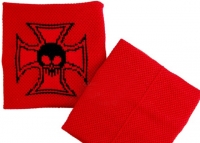 Schweißband - Rot Totenkopf Kreuz