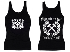 Frauen Top - Arzgebirg - Deitsch und Frei wolln mer sei! - Erzgebirge - Motiv 1 Frauen Top - Arzgebirg - Deitsch und Frei wolln mer sei! - Erzgebirge - Motiv 1