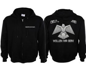 Frauen Kapuzenjacke - Deutsch und Frei - schwarz Frauen Kapuzenjacke - Deutsch und Frei - schwarz
