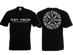 T-Hemd - Warrior - Vegvisir Runenschrift - schwarz/weiß