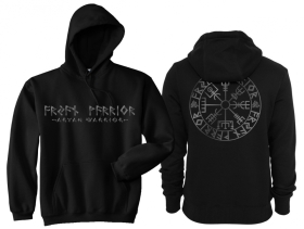 Kapuzenpullover - Warrior - Vegvisir Runenschrift - schwarz/silber