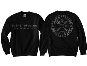 Pullover - Warrior - Vegvisir Runenschrift - schwarz/silber