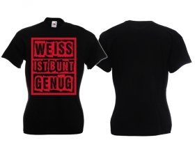 Frauen T-Shirt - Weiss ist bunt genug - schwarz/ rot Frauen T-Shirt - Weiss ist bunt genug - schwarz/ rot