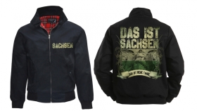 Harrington Jacke - bedruckt - schwarz - Meine Fahne - Sachsen