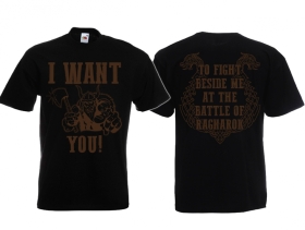 T-Hemd - I want You - For the battle of Ragnarok - schwarz/braun