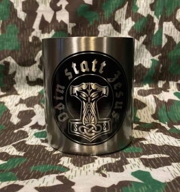 Edelstahltasse mit Karabinerhakengriff - Odin statt Jesus