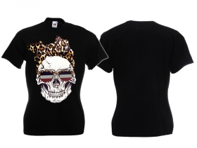 Frauen T-Shirt - Leoparden Schädel - schwarz Frauen T-Shirt - Leoparden Schädel - schwarz