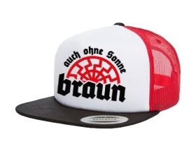 Cap Auch ohne Sonne braun - 3-Tone - schwarz/weiß/rot - Trucker Cap