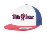 Cap White Power - Dog Face - Südstaaten - Faust - 3-Tone - rot-weiß-royal - Trucker Cap