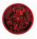 Aufnäher - In Odin we Trust - rot - rund mit Klett