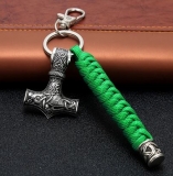 Schlüsselanhänger - Thors Hammer - Paracord - mit Haken - grün