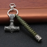 Schlüsselanhänger - Thors Hammer - Paracord - mit Haken - oliv