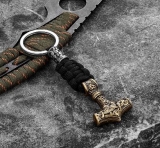 Schlüsselanhänger - Thors Hammer - Paracord - 12cm - schwarz/bronze