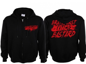 Frauen Kapuzenjacke - Bratwurst eating Bastard - schwarz/rot Frauen Kapuzenjacke - Bratwurst eating Bastard - schwarz/rot
