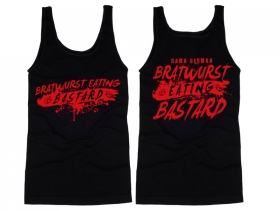 Muskelshirt/Tank Top - Bratwurst eating Bastard - schwarz/rot